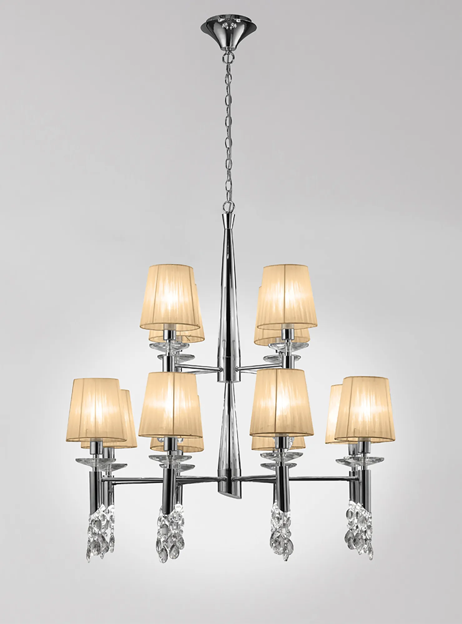 Tiffany Polished Chrome-Soft Bronze Crystal Ceiling Lights Mantra Tiered Crystal Fittings Tiffany Polished Chrome-Soft Bronze Crystal Ceiling Lights Mantra Tiered Crystal Fittings